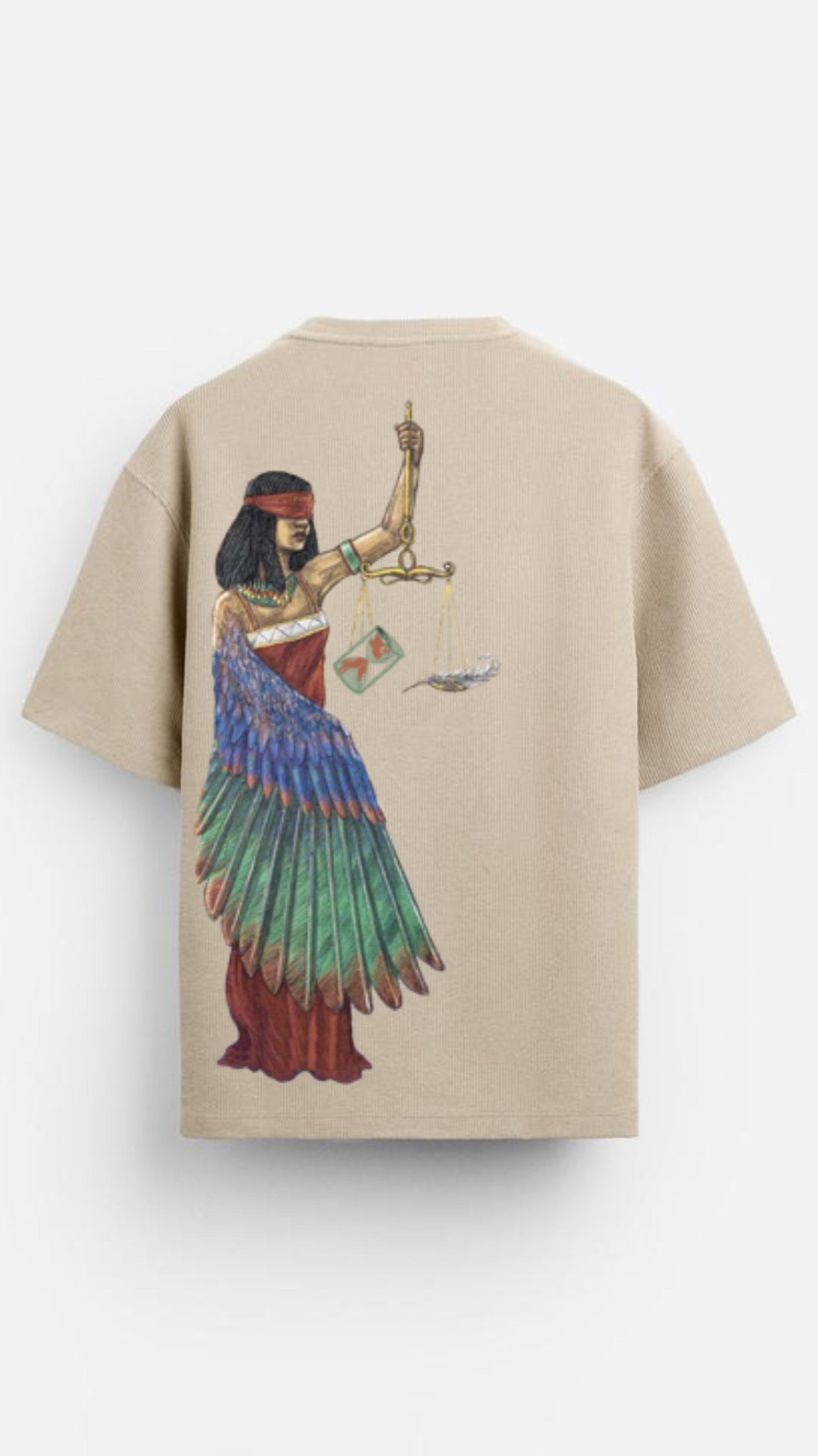 WOMAN WITH SCALES DESIGN T-SHIRT - BEIGE