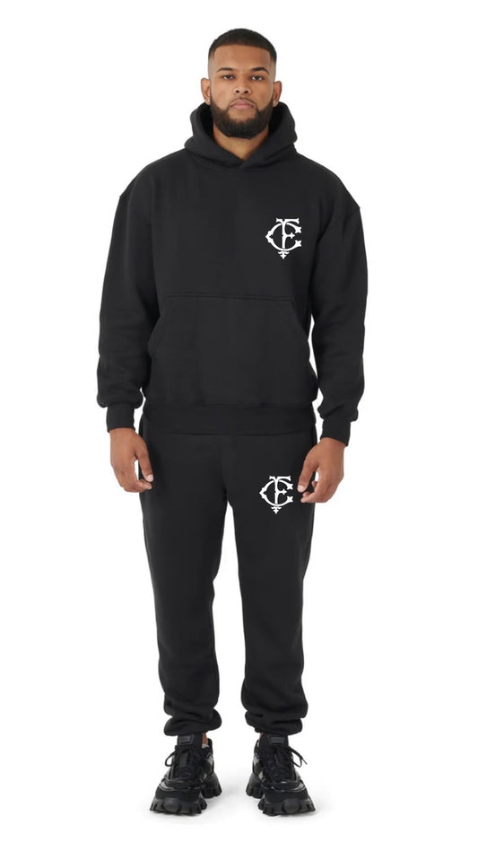 Hooded Scales Tracksuit - Black